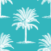 ijustlovethatfabricstore Palm Tree Fabric - Palm Beach aqua and white